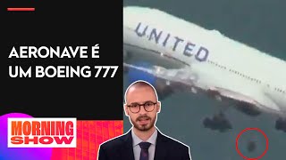 Pneu se solta de avião da United Airlines; Fabrizio Neitzke comenta