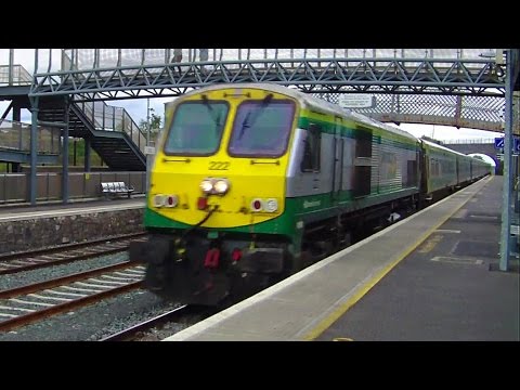 IE 201 Class Loco 222 + Mark 4 Intercity Train - Kildare Station, Ireland