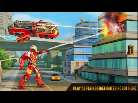 Flying Firefighter Truck Transform Robot Games