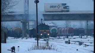 preview picture of video '2TE10U-0222 leaving Jelgava station. 05.02.2010.'