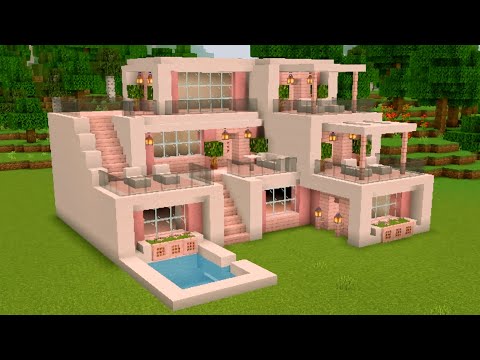 Minecraft Cherry Blossom Modern House tutorial (step by step!🍥)