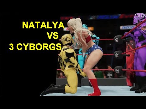 WWE 2K18 Natalya vs 3 Cyborgs - Handicap Mixed Match