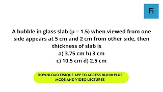 Sound & Optics - A bubble in glass slab µ = 1 5 when viewed from one side | Fisique NEET & JEE Main