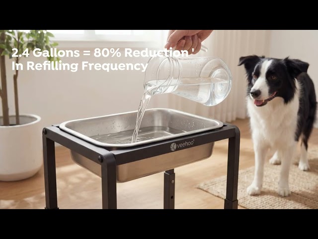 Veehoo 2.4 Gallon Elevated Outdoor Dog Water Bowl with Adjustable Stand