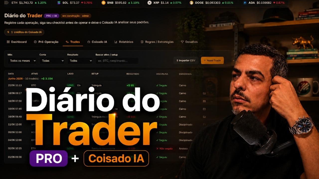 Diario do Trader  PRO + Coisado IA -  Plataforma APRENDA BITCOIN