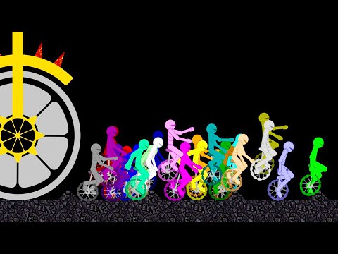 Escape from the Road Roller - Survival Unicycle Race in Algodoo 2025!