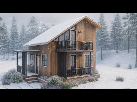 16 x 20' (5 x 6 Meters) Cozy Modern Tiny House with Balcony in the Woods | Exploring Tiny House