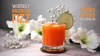 Jean-Georges Whiskey Passion Fizz Cocktail Recipe with Cacao Infused Bourbon from Spice Market NYC
