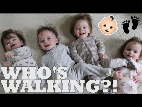 QUADRUPLETS First Steps?! | DEVELOPMENT, BEHAVIOR, MILESTONES, ETC. | LARGE FAMILY VLOG!