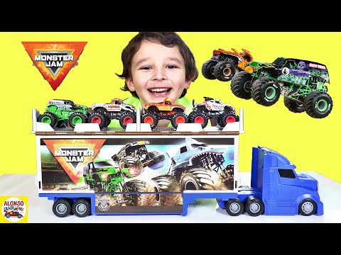 Having Fun With My Monster Jam Transforming Hauler Playset and Monster Trucks