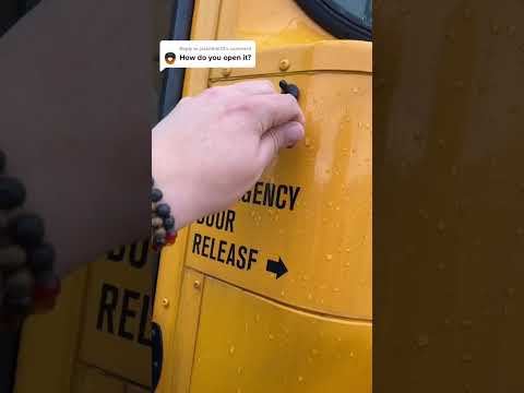 Part of a video titled How To Open A School Bus Door - YouTube