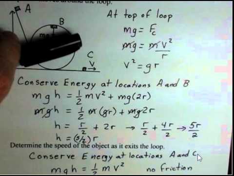 Conservation of Energy, Frictionless Vertical Track With Loop