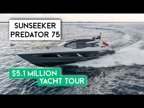 $5.1M - 2024 Sunseeker Predator 75 USA Debut Luxury Yacht Walkthrough Tour