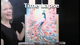 SPRING PEACOCK-Learn How to Draw and Paint with Acrylics-Easy Beginner Acrylic Painting Tutorial