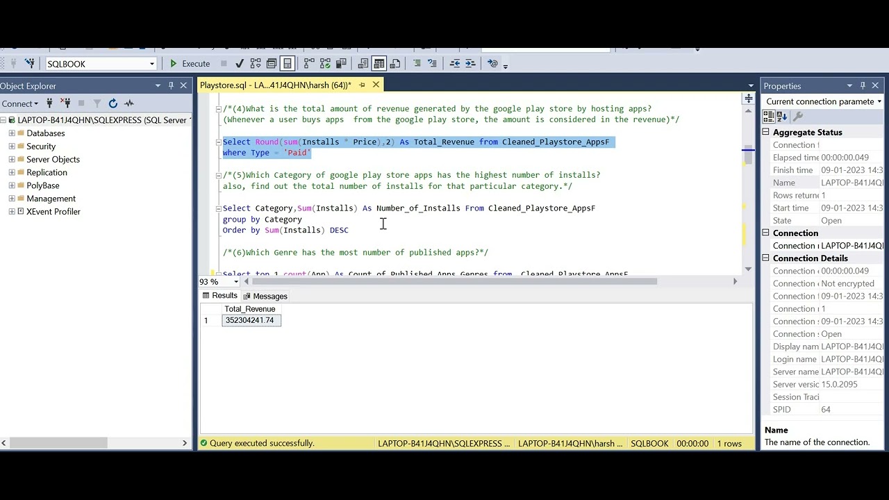 Google playstore App analysis sql queries and results