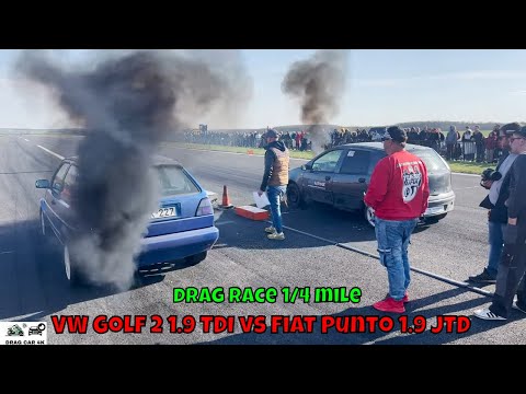 VW Golf 2 1.9 TDI vs Fiat Punto 1.9 JTD drag race 1/4 mile 🚦🚗 - 4K UHD