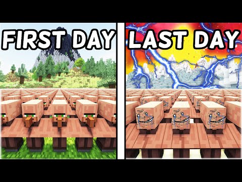 I Made 100 Villagers Simulate Survival On the Apocalypse Island in Minecraft