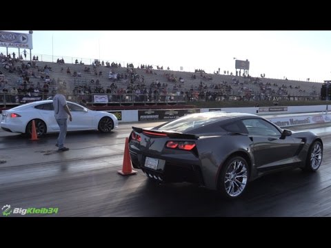 Tesla Model S Hustles NEW Corvette Z06 & Modded Hellcat