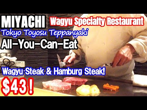 Reasonably priced all-you-can-eat Wagyu steak & hamburg steak at MIYACHI Teppanyaki Toyosu, Tokyo