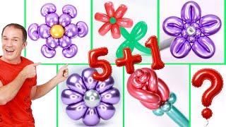 🌸 5 פרחים עם בלונים (ועוד אחד 😉) איך להכין פרח עם בלונים 😍דמויות עם בלונים וסיבוב בלונים