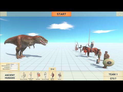 T-Rex Vs All Units (Ancient Human) - Animal Revolt Battle Simulator