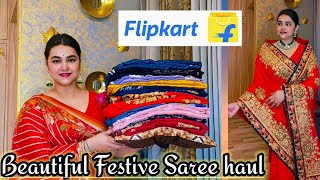 Flipkart Beautiful Festive wear Saree haul@PoojaRikichoyal 