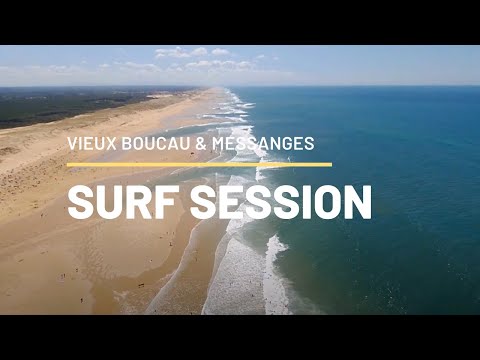 View ayeryen nan surfe ak sab nan Vieux Boucau