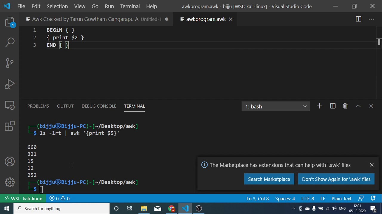 3. Ways of running awk program