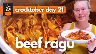 Crocktober Day 21: Slow Cooker Beef Ragu | High-Protein, Cozy Fall Pasta Dinner