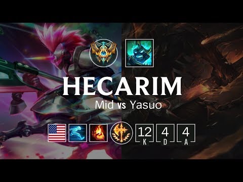 Hecarim Mid vs Yasuo - NA Grand Master Patch 8.24