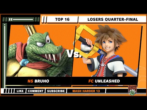 Mash Harder 13 - Losers Quarter-Final - Bruho (K. Rool, Kazuya) VS Unleashed (Sora) - SSBU Singles
