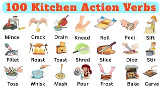 100 Cooking Action Verbs Vocabulary with Examples | Kitchen English Vocabulary for Beginners