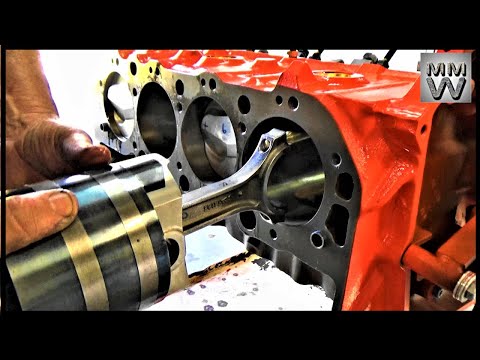 Installing the pistons & rods into the engine block...#6 Chevy 454 Big Block Performance Build...