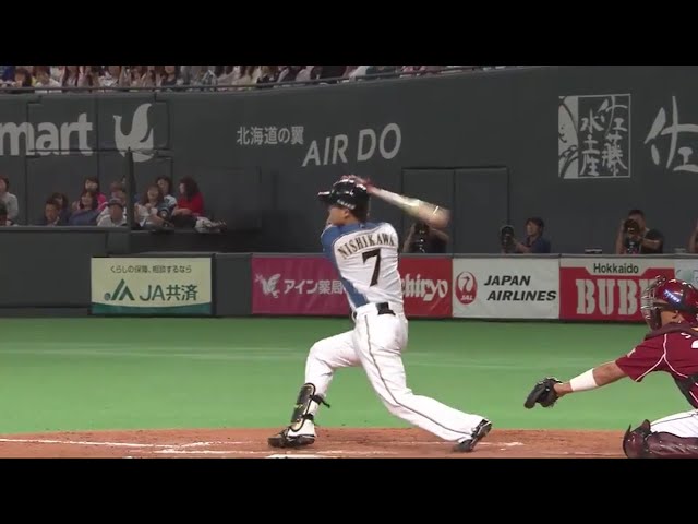 【5回裏】これが巧打者の技術!! ファイターズ・西川 低めの球をライトスタンドへ運ぶ2ランアーチ!! 2017/9/12 F-E