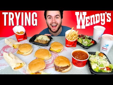 TRYING WENDY'S WHOLE DOLLAR MENU! -  Burgers, Fries, Chicken Nuggets & MORE Fast Food Taste Test! Video