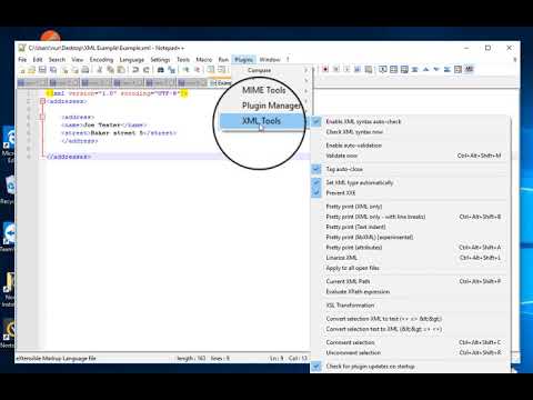 Notepad++: Validate xml with xsd