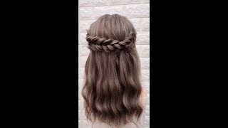 Semi-crown Braids Waterfall Half Updo