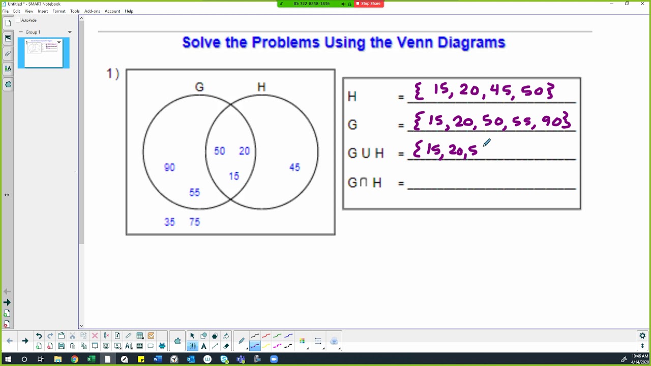 Solve the Problems Using the Venn Diagrams - worksheet help