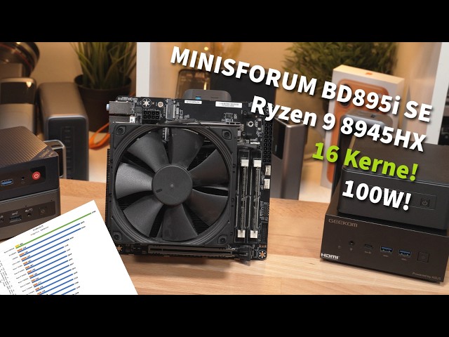 Vídeo relacionado con MINISFORUM BD895i SE Tarjeta Madre Mini-ITX, AMD Ryzen 9 8945HX (16 núcleos/32 subprocesos, a 5,4 GHz), Ranura PCIe 5.0 x16, Doble M.2 PCIe 4.0, DDR5, HDMI/DP/USB-C, RJ45 2,5 GbE, USB 3.2 Gen 2