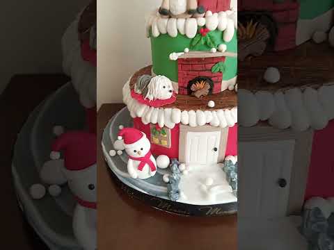 new fondent christmas cake, new fondant cakes , Shanta clouse, fondant topper new trending cakes
