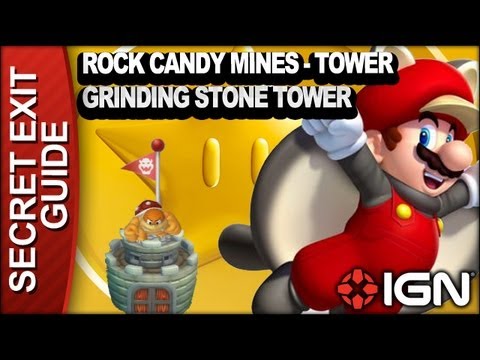 New Super Mario Bros. U Secret Exit Walkthrough - Rock Candy Mines-Tower: Grinding-Stone Tower