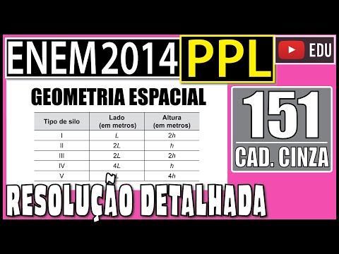 [ENEM 2014 PPL] 151 📓 GEOMETRIA ESPACIAL Um agricultor possui em sua fazenda um silo para armazenar
