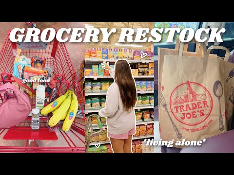 GROCERY SHOP WITH ME: living alone, haul, full fridge restock