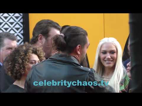 Gwen Stefani and Blake Shelton have fun chatting with Jason Mamoa in hollywood