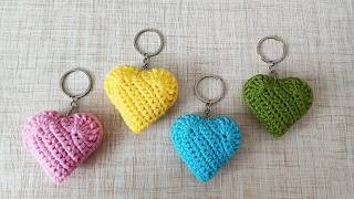 How to make a crochet keychain | Crochet heart keychain for beginners