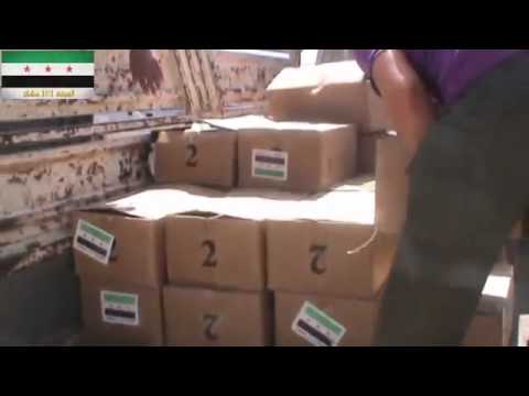 توزيع سلل إغاثية في اللواء 12 في محافظة درعا من قبل الفرقة 101 مشاة اللواء الاول مدرع