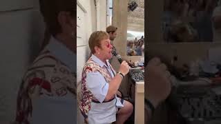 Sir Elton John delights holidaymakers  in Cannes in an improvised performance