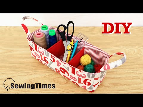 DIY Divided Fabric Basket | 3-Section Organizer with Handles