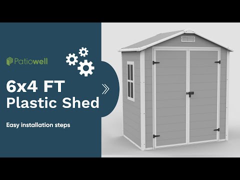 Patiowell Resin Outdoor Storage Shed - 6' x 4' FT Assembly