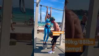 Strong Tiktok Girl doing Pull-ups +40kg/88lbs added attempt
